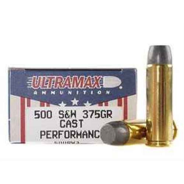 Picture of Ultramax Pistol Ammo 500 S&W, Rnfp, 375 Gr, 1425 Fps, 20 Rnd, Boxed