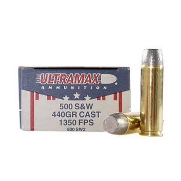 Picture of Ultramax Pistol Ammo 500 S&W, Rnfp, 440 Gr, 1300 Fps, 20 Rnd, Boxed