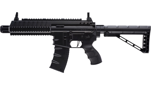 Picture of  Umarex 2252120 Steel Strike Air Rifle Co2 177 BB Single Shot OR 6  Round Burst Mode, 30Rd Drop Free Magazine, 900 BB Capacity Reservoir, Flat Top Picatinny Rail, Flip UP Sights, Adjustable Stock 723364521201