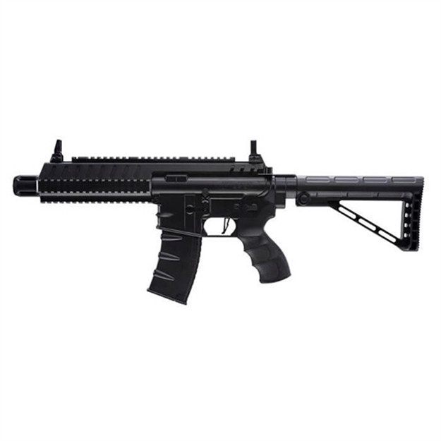 Picture of  Umarex 2252120 Steel Strike Air Rifle Co2 177 BB Single Shot OR 6  Round Burst Mode, 30Rd Drop Free Magazine, 900 BB Capacity Reservoir, Flat Top Picatinny Rail, Flip UP Sights, Adjustable Stock