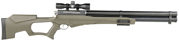 Picture of  Umarex 2252660 Air Saber Combo Pcp Umarex Straight Flight Technology Arrows 1 Shot, Black Barrel, Black Receiver, Green Fixed Thumbhole Stock, Scope Axeon Optics 4X32mm 723364526602