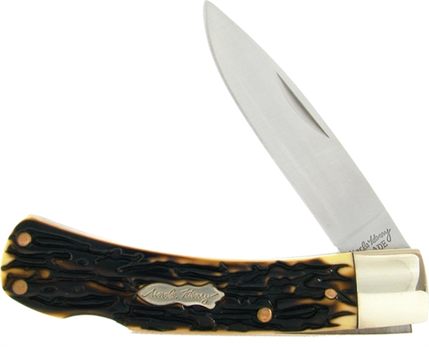 Picture of Uncle Henry Bruin Lockback Folding Knife, 2.8" Drop Point Blade With Nail Groove, Staglon Handles 5UH 044356021364