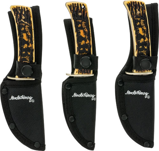Picture of Uncle Henry Henry Knife 3Pc Fixed Elk Gift Set W/Tin Promo Q4<