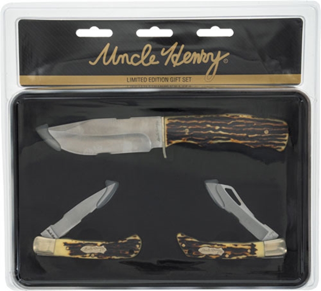 Picture of Uncle Henry Henry Knife Hunting Knfe & 2 Folders Gift Tin Promo Q4<