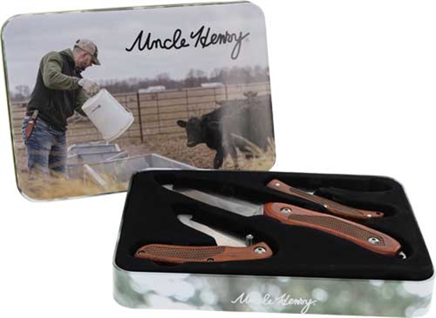 Picture of Uncle Henry Henry Knife Pakka Wood 3Pc Set W/Gift Tin Promoq4< 1183285