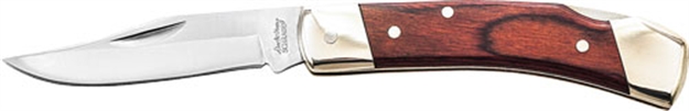 Picture of Uncle Henry Smokey Lockback Folding Pocket Knife, 2.8" Clip Point Blade, Wood Handles With Nickel Silver Bolsters, Leather Sheath LB5 044356014021
