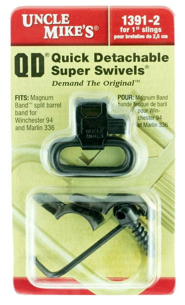 Picture of  Uncle Mike's 13912 Magnum Band Swivel Set Quick Detach 115 Cfl Tri-Lock Blued 1" Loop For .630-.675" Mag Tubes