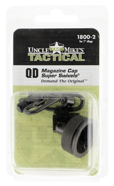 Picture of  Uncle Mike's 18002 Mag Cap Swivel Set Made OF Steel With Blued Finish, 1" Loop Size & Quick Detach Style For 12 Gauge Remington 870 Express With Wood Stock Includes Two Super Swivels