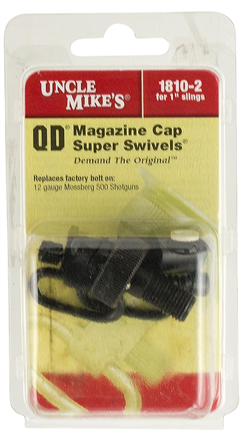 Picture of  Uncle Mike's 18102 Mag Cap Swivel Set Made OF Steel With Blued Finish, 1" Loop Size & Quick Detach Style For 12 Gauge Mossberg 500 Includes Two Super Swivels 043699181025