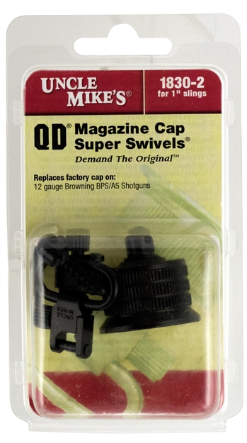 Picture of  Uncle Mike's 18302 Mag Cap Swivel Set Made OF Steel With Blued Finish, 1" Loop Size & Quick Detach Style For 12 Gauge Browning Bps, A5 Includes Two Super Swivels