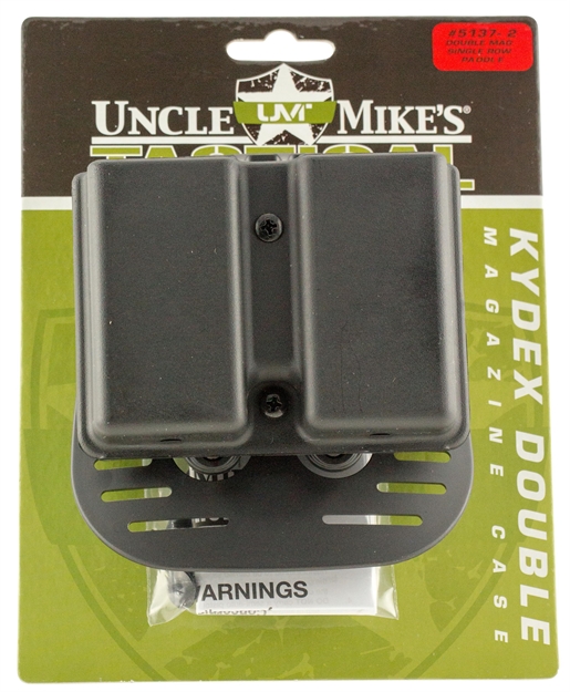 Picture of  Uncle Mike's 51361 Kydex Double Mag Case Black Kydex Belt Clip 9Mm Luger 40 S&W Belts 1.75" Wide