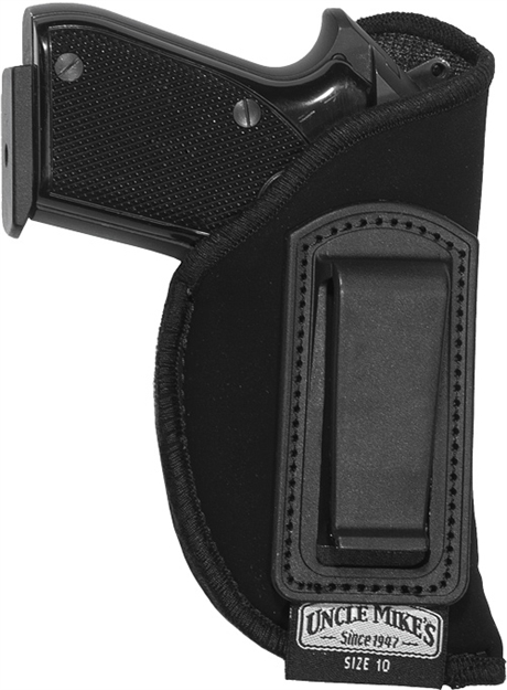 Picture of Uncle Mike's 21310 Gunmate Holster Iwb Size 10 Black Tri-Laminate Belt Clip Fits Large Frame Pistol Fits 4" Barrel Ambidextrous 21310C 638003213105