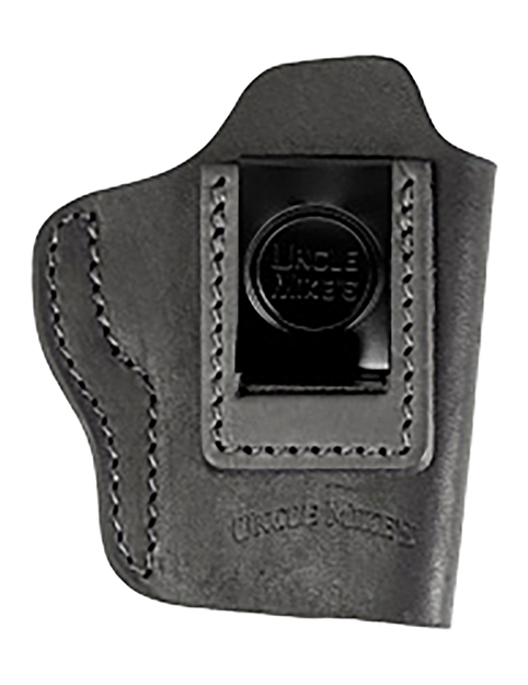 Picture of Uncle Mikes-Leather(1791) Umiwb3mbla Inside The Waistband Iwb Size 03, Matte Black Leather, Compatible W/Taurus Gx4, Glock 42/43, Belt Clip Mount Right Hand UM-IWB-3-MBL-R 810102212337