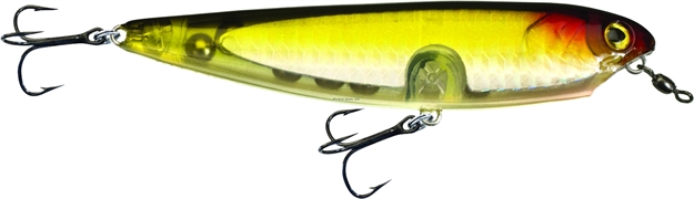 Picture of Unfair Dawgwalker Walk The Dawg Bait, 4.33", 1 Oz, 3X Hooks, Olive Redhead, Floating