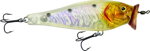 Picture of Unfair Kaboom Long Cast Surface Popper, 3.94", 1 1/8 Oz, 3X Hooks, Liveglow White, Floating