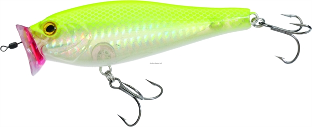 Picture of Unfair Kaboom Long Cast Surface Popper, 3.94", 1 1/8 Oz, 3X Hooks, Pearl Chartreuse, Floating