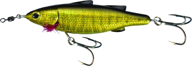Picture of Unfair Lures Paul's Dinkum Mullet Topwater Twitch/Glide Bait, 3.54", 1/2 Oz, 3X Hooks, Pearl Gold, Floating