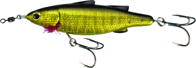 Picture of Unfair Paul's Dinkum Mullet Twitch/Glide Bait, 2 3/4", 1/4 Oz, 3X Hooks, Pearl Gold, Suspending