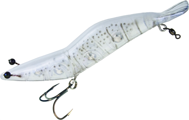 Picture of Unfair Paul's Dinkum Shrimp, 3.35", 1/3 Oz, 3X Hooks, Liveglow White, Suspending