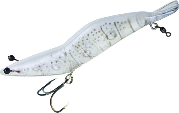 Picture of Unfair Paul's Dinkum Shrimp, 4.33", 2/3 Oz, 3X Hooks, Liveglow White, Suspending