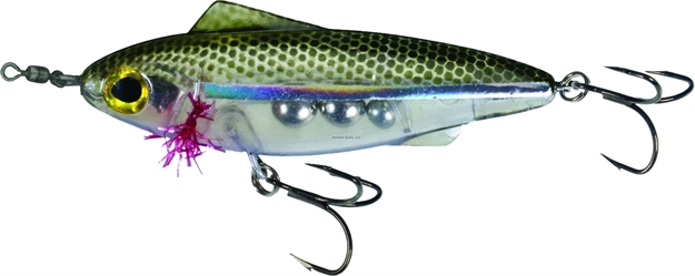 Picture of Unfair Paul's Rip-N-Slash Super Search/Twitchbait, 2 3/4", 3/8 Oz, 3X Hooks, Olive Ghost, Suspending