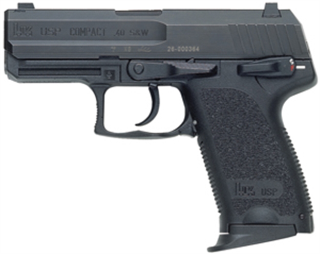 Picture of Heckler & Koch 81000336 Usp V1 Compact 40 S&W 12+1 3.58" Black Polygonal Rifled Barrel, Black Serrated Slide, Black Polymer Frame, Black Polymer Grip, Ambidextrous M704031-A5