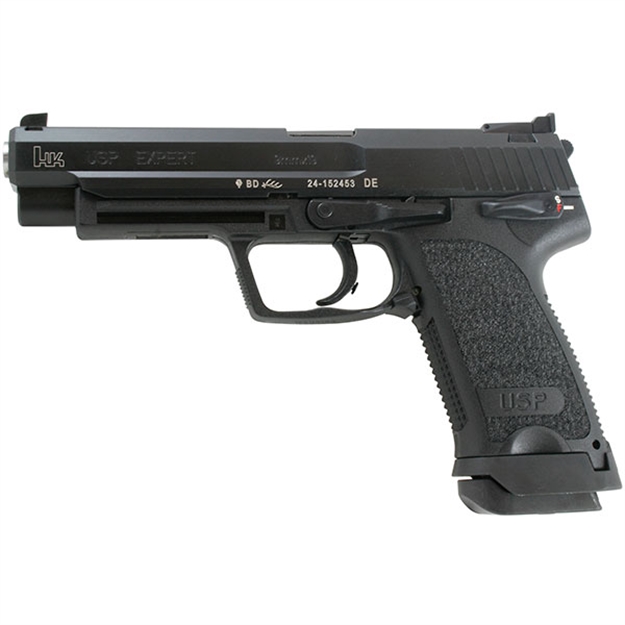 Picture of Heckler & Koch 81000363 Usp Expert V1 9Mm Luger 18+1, 5.19" Black Polygonal Rifled Barrel, Black Serrated Steel Slide, Black Polymer Frame, Black Polymer Grip Ambidextrous M709080F-A5