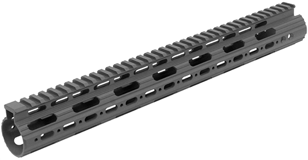 Picture of  Utg Pro Mtu019ss Pro Slim Rail Handguard Free-Floating 15" L Aluminum Material With Black Anodized Finish, Keymod Slots & Picatinny Rail For Ar-15