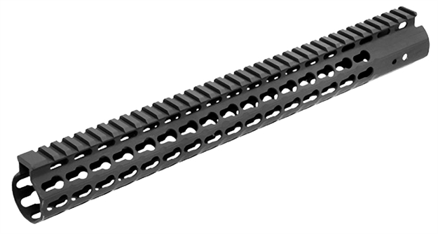 Picture of  Utg Pro Mtu019ssk Pro Slim Rail Handguard Free-Floating 15" L Aluminum Material With Black Anodized Finish, Keymod Slots & Picatinny Rail For Ar-15 717385550261
