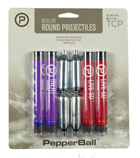 Picture of  Pepperball 970010215 Tcp Round Projectile Refill Kit Red Purple Includes Co2 Cartridges