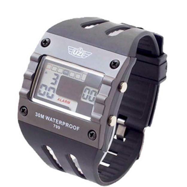 Picture of Uzi Digital Sports Watch Grey With Black Rubber Wrist Strap