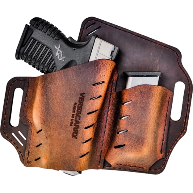 Picture of Versacarry Guardian Holster Owb W/ Spare Mag. Holder RH Size 1 (Full Size) Distressed Brown - Bbl UP TO 4" GM1BRN 659682003702