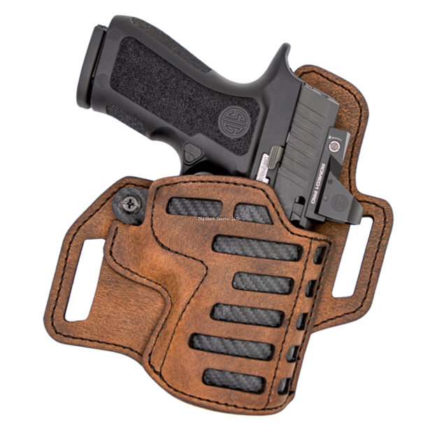 Picture of Versacarry Holsters Compound Gen II Holster, Outside The Waistband, Kydex/Water Buffalo Leather, Size 3 (Subcomp Single Stack) C2213-1 019213115111
