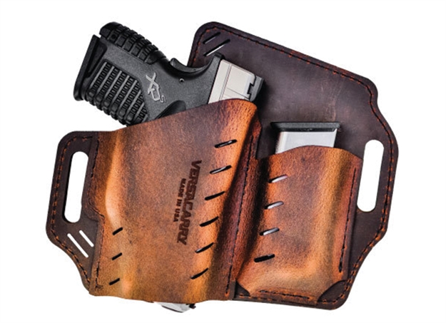 Picture of Versacarry Guardian Holster Owb W/ Spare Mag. Holder RH Size 3 (Sub Compact) Distressed Brown - Bbl UP TO 4" GM3BRN