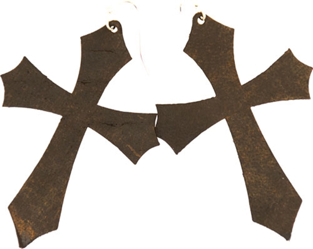 Picture of Versacarry Leather Cross Earrings Water Buffalo Leather Brown