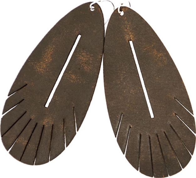 Picture of Versacarry Leather Feather Style Earings-Water Buffalo Lthr Brn