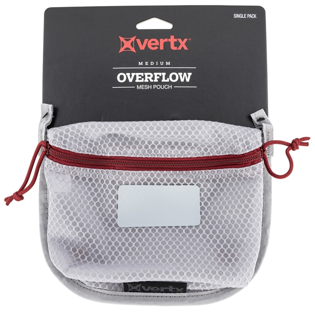 Picture of Vertx Vtx5200agyna Overflow Pouch Medium Size Made OF White Nylon With Mesh & Red Accents, Ykk Zipper & Durable Hook Back Panel 5" W X 7.25" H Dimensions F1 VTX5200 AGY NA