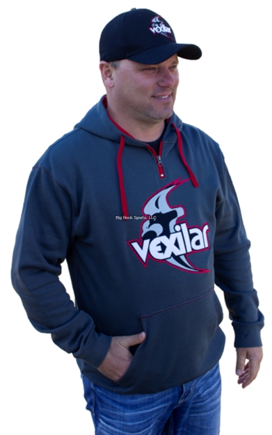 Picture of Vexilar Heavy Weight 1/4 Zip Charcoal Hoodie Applique Logo  - XL