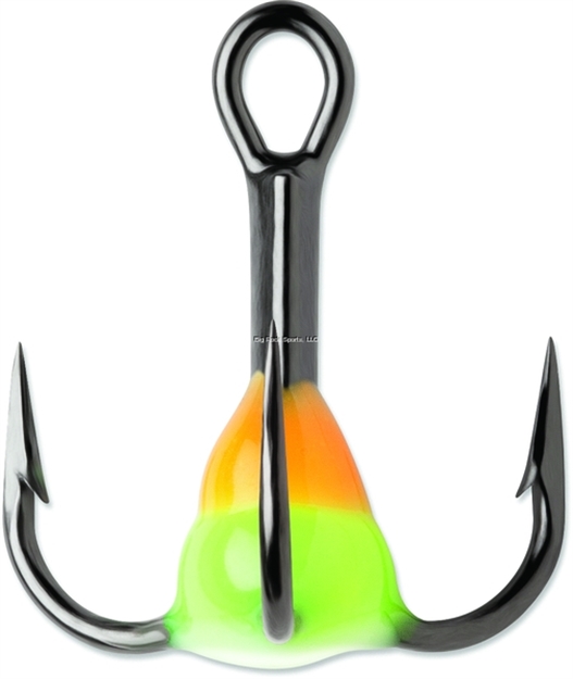 Picture of Vmc Glow Resin Treble Hook, SZ 6, 1X Black Nickel, Orange Chartreuse Glow, 2 PK