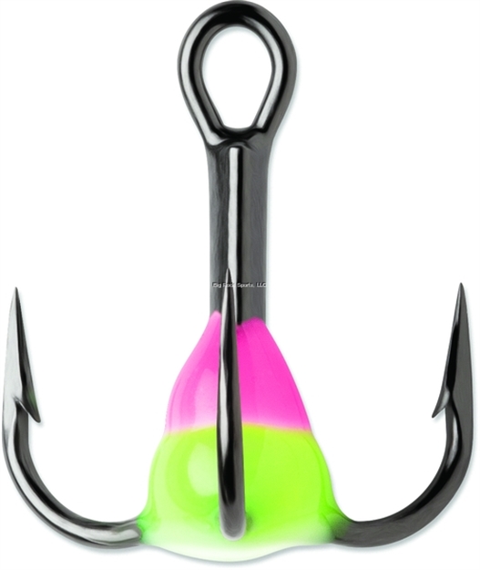 Picture of Vmc Glow Resin Treble, SZ 10, 1X Black Nickel, Pink Chartreuse Glow, 2 PK