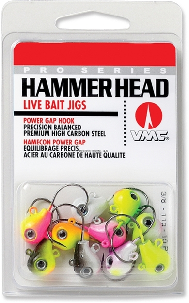 Picture of Vmc Hammer Head Jig Glow Kit, Sinking, 3/8 Oz, #2/0 Hook, Assorted Colors
