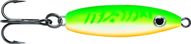 Picture of Vmc Rattle Spoon, 1/16 Oz, 1", #12 Hook, Glow Green Fire UV