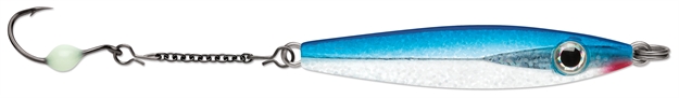 Picture of Vmc Rocker Spoon, Sinking, 1-1/2", 3/16 Oz, Variable Running Depth, #6 Hook, 1-3/4" Dropper, Glow Blue Shiner