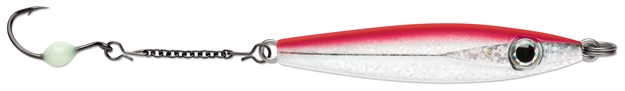 Picture of Vmc Rocker Spoon, Sinking, 1-1/2", 3/16 Oz, Variable Running Depth, #6 Hook, 1-3/4" Dropper, Glow Red Shiner