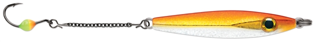 Picture of Vmc Rocker Spoon, Sinking, 1-3/4", 5/16 Oz, Variable Running Depth, #6 Hook, 2" Dropper, Glow Gold Fish