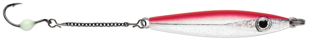 Picture of Vmc Rocker Spoon, Sinking, 2", 7/16 Oz, Variable Running Depth, #6 Hook, 2" Dropper, Glow Red Shiner