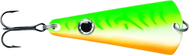 Picture of Vmc Tingler Spoon, 1/16 Oz, 1", #12 Hook, Glow Green Fire UV