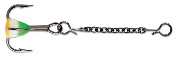 Picture of Vmc Treble Dropper Chain, 1-1/2", #14 Hook Treble, Green Orange Glow, 2 CD