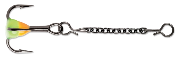 Picture of Vmc Treble Dropper Chain, 1-1/2", #14 Hook Treble, Orange Chartreuse Glow Bead, 2 CD