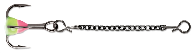 Picture of Vmc Treble Dropper Chain, 1-3/4", #14 Hook Treble, Pink Chartreuse Glow Bead, 2 CD